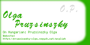 olga pruzsinszky business card